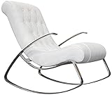 NOALED Liegestuhl, Schaukelstuhl, Liegestuhl, moderner Lounge-Sessel, Leder, für Schlafzimmer, Nickerchen, einzelner Schaukelstuhl, Schwarz, Weiß, Farbbezeichnung: Weiß (Weiß)