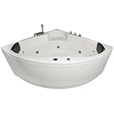 Basera® BASIC Indoor Eck-Whirlpool Badewanne Futuna 140 x 140 cm mit 13 Massagedüsen, Wasserfall, LED-Ambiente