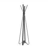 Gorillz Modi Eight Garderobenständer stehend schwarz (167 x 45 x 45 cm) I eleganter Kleiderständer aus robustem Stahl mit 4 Garderobenhaken I Platzsparende Garderobe in schlichtem Design