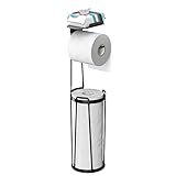 ROLABAM Schwerer Toilettenpapierhalter (mit Reserve-Funktion und Ablage), freistehend, Toilettenpapier-Aufbewahrung, Ersatz-Seidenpapierrollenhalter, Gesamthöhe 66 cm, mattschwarz