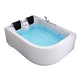 HOME DELUXE - Whirlpool - BLUE OCEAN XL Rechts, Weiß, Maße: 180 x 120 x 65 cm - inkl. Nackenkissen, Armaturen und Whirlpoolpumpe I Whirlpool für 2 Personen, Indoor Jacuzzi, Eckbadewanne