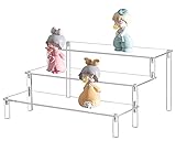 HOJKMA 3-Stufiger Acryl Riser Display Regal Ständer, Tischplatte Klar Parfüm Organizer Aufbewahrung für Funko Pops Figuren Nagellack Gewürz Kosmetik Kunsthandwerk Schmuckständer Cupcake Gewürz, Klar