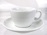 Moka Consorten Italienische Cappuccino-Tasse »Verona Open« | weiß | großer Henkel | Füllmenge (bis zur Oberkante): 180 ml | handgemacht | 6 Tassen & 6 Untertassen | Made in Italy