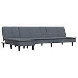 vidaXL Schlafsofa in L-Form Dunkelgrau 255x140x70 cm Samt