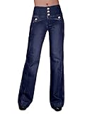 Flamingals Straight Leg Jeans für Damen Mid Waist Button Up Bootcut Jeans 2023 Trendy, Dunkelblau, 3X-Groß