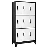 ZEYUAN Schließfachschrank, Wertfachschrank, Schließfächer, Metallschrank, Personalschrank, Spind Schrank, Stahlspind, Metallspind, Self-Storage-schließfach, Anthrazit und Weiß 90x45x180 cm Stahl