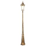 Gartenlaterne, europäische E27-Pfad-Weg-Hochmast-Glassäulenleuchte, Vintage-Einzelkopf, IP55, wasserdicht, für den Außenbereich, Metall, Aluminium, Straßenpfostenleuchte, Innenhof, Villa, Pfostenleuc