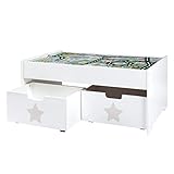 AVANTEX Kinder Spieltisch, Aktivitätstisch für Kinder mit Straßenmotiv für Autos und Tafelbeschichtung, Maltisch aus Holz für Kinder – MDF – ca. 95 x 40 x 60 cm, weiß