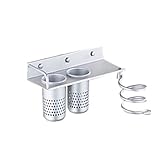 LUKEO 1 Haartrockner Rack, Badezimmer-Wandregal mit Korb, Badezimmer-Accessoires, Wand-Haartrockner-Rack