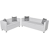 JUNZAI Sofa-Set Kunstleder 3-Sitzer + 2-Sitzer, Couch für Wohnzimmer, für Wohnungen, Couch Mit Schlaffunktion, Loungesofa, Sofas & Couches, Relaxsofa, Weiß