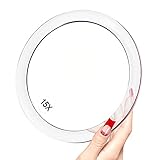15X Vergrößerungs Spiegel - Wird für Make-up-Anwendungen - Pinzette - und Entfernung von Mitessern / Hautunreinheiten verwendet - 15cm runder Spiegel mit drei Saugnäpfen für eine einfache Montage