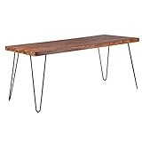 möbelando Esstisch BAGLI Massivholz Sheesham 180 cm Esszimmer-Tisch Holztisch Metallbeine Küchentisch Landhaus dunkel-braun