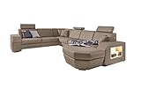 Stylefy Wohnlandschaft Nancy U-Form mit Ottomane Links - Sofa (HxBxL): 82x350x276 cm - Velours Matrix, Taupe