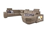 Stylefy Wohnlandschaft Nancy U-Form mit Ottomane Links - Sofa (HxBxL): 82x350x276 cm - Velours Matrix, Taupe