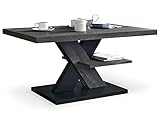 Viosimc Couchtisch Schwarz, Wohnzimmertisch Stahl - Schwarzes Dekor, Wohnzimmer Sofatisch Kaffeetisch, Modern Matt Sofa Tisch mit Großer Ablage, Coffee Table for Living Room