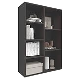 Coemo Bücherregal Twin Anthrazit 7 Fächer, Mehrzweckregal, kompaktes Regal für Büro, Kinderzimmer, Standregal, Aktenregal 65x30x110 cm