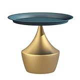 SRIMU Heller, Luxuriöser Dunkelblauer Beistelltisch/Kleiner Nordischer Couchtisch in Leuchtendem Gold/Tisch Wohnzimmer, Kleiner Runder Tisch, Sofa-Beistellschrank/Beistelltisch, Marmor-Ecktisch,B