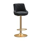 HMM Barhocker Höhenverstellbar Barstuhl Mit Lehne Thekenstühle Thekenstuhl Drehbar Bistrohocker Samt Sitz Gold Metallbein Mit Fußstütze /65 Bis 80 cm