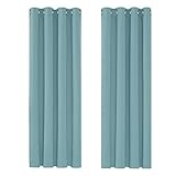 Deconovo Verdunkelungsvorhang Ösen Gardinen Kälteschutz Schlafzimmer Vorhang Blickdicht Winter, 175x140cm(HöhexBreite), Himmelblau, 2er Set