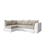 mb-moebel Ecksofa mit Schlaffunktion Eckcouch mit Zwei Bettkasten Sofa Couch Wohnlandschaft L-Form Polsterecke Laos (Beige + Weiß, Ecksofa Links)