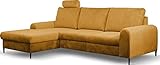 WFL GROUP Ecksofa Schlafsofa mit Bettkasten - Gelb Sofa Couch Ecksofa mit Schlaffunktion Bettfunktion L-Form mit Ottomane - Links - Senf