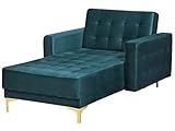Beliani Moderne Chaiselongue Samtstoff blaugrün Aberdeen