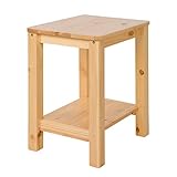 Homestyle4u 1826, Beistelltisch Nachtschrank Nachttisch Natur Holz Kiefer Holztisch Schlafzimmer Wohnzimmer Flur Bad