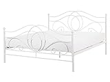 Bett im Boho Stil Metall Doppelbett 160x200 cm weiß Lyra