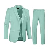 Herrenanzüge Smokinganzug Outfits für Herren, 3-teilig, Hochzeit, Business, formelles Anzug-Set, Jacke, Weste, Hose, Mintgrün, XX-Large
