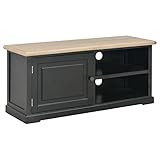 Vintage TV Lowboard TV Schrank TV Board TV Ständer Fernsehtisch Fernsehschrank Medienkonsole mit 1 Tür und 2 offenen Fächern, für Wohnzimmer & Schlafzimmer, Schwarz 90 x 30 x 40 cm Holz