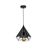 - Pendelle Shade V-intage Lampenschirm Retro Schwarz Kronleuchter Metall Kronleuchter E27 Einzelne Kopf Beleuchtung Leuchten Metallkäfig Handwerk Anhänger Licht Einstellbare Fixture Hängelampe Küche I