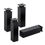 LouMaxx Möbelfüße verstellbar eckig– 4er Set 40x40x150mm in Schwarz inkl. Befestigungsplatte – Füße für Möbel aus Aluminium – Hochwertige Schrankfüsse für individuelle DIY-Möbel