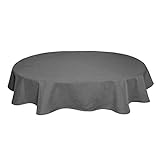 Tischdecke Leinenoptik Leinen Lotuseffekt Wasserabweisend Lotus Oval 135x180 cm Grau