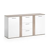 Vicco Sideboard NOVELLI Highboard weiß Kommode Anrichte Schrank 2 Türen (Weiß/Sonoma)