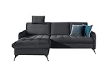 Stylefy Ecksofa Lucedale L-from mit Ottomane Links, Schlaffunktion und Bettkasten - Eckcouch (HxBxL): 90x225x150 cm - Kunstleder Madryt, Grau