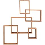 HOMCOM Wandregal Wandboard Schweberegal mit 5 ineinandergreifenden Würfel, 9 Fächer Deko für Schlafzimmer Wohnzimmer Tannenholz Natur 71 x 10,2 x 80,5 cm