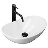 Rea Aufsatzwaschbecken Royal Mini White Waschtisch Handwaschbecken Spülbecken Waschschale Waschbecken für Badezimmer aus hochwertiger Keramik 475 mm x 310 mm x 150 mm (weiß)