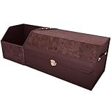 Auto Kofferraum Organizer Aufbewahrungsbox für HUMMA H3 2008-2023 Leder Kofferraum Box Autotasche Rutschfester Mit Deckel Langlebig Zubehör,Brown Style-S+L