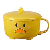 Pmkvgdy Ente Ramen Nudeln SchüSsel mit Deckel SüßE Rostfreier KüChe Suppe Doppellagige SchüSsel Geschirr 2