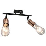 TECHPO Home Furniture 2 Fach Spot mit Glühfaden 2W schwarz und kupfer E27