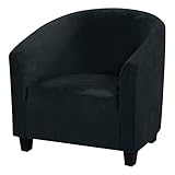 YOPOIY dehnen Cocktailsessel Bezug sesselbezug Polyester Sanft Einfarbig Loungesessel Cocktailsessel Verdicken Wannenstuhlbezug für Living Room Bar Counter Hotel -Schwarz