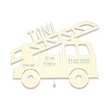 Nachtlicht Lampe Lars das Löschfahrzeug Feuerwehr-auto Kinderzimmer-Lampe/Tauf-Geschenk /zur Geburt/Personalisiert mit Wunsch-Name für Mädchen/ Jungen Schlummerleuchte Babyzimmer [Energieklasse A++]