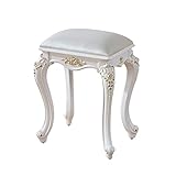FLKENNEL Schminkhocker, Sitzhocker, Hocker Landhaus Hocker Polsterhocker Weiß Lackiert for Schminktisch Barock Cremeweiß 30x40x45cm