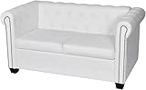 KOIECETA Chesterfield Sofa Büro Wohnmöbel Kunstleder Vintage Polstersofa Loungesofa Couch Lounge (Weiß, 2-Sitzer)
