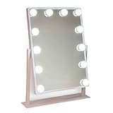 Flamingueo Kosmetikspiegel Mit Beleuchtung - Hollywood Spiegel 12 LED, Schminkspiegel Mit Beleuchtung 3 Modi, Kosmetikspiegel, Tischspiegel, Touch Control, 360 Grad Spiegel, Spiegel Klein, Led Spiegel