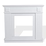Rebecca Mobili dekorative Kaminumrandung, weiße Kaminkonsole, aus Holz, im klassischen Stil, für Wohnzimmer – Maße: 100 x 109 x 26 cm (HxLxB) - RE4800