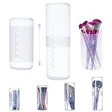 GIWULAKY Make Up Pinsel Aufbewahrung mit Deckel, Pinsel Organizer,2 in 1 Kosmetik Pinsel Halter,Größe Einstellbar,Leichter,tragbarer,für Home Reise Office Aufbewahrung-Transparent