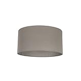 QAZQA Modern Polyester Lampenschirm aus Stoff taupe 50I50I25, Rund gerade Schirm Pendelleuchte,Schirm Stehleuchte