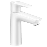 hansgrohe Wasserhahn Talis E (wassersparende Armatur mit hohem Auslauf 110mm, Zugstangen- Ablauf), Mattweiß