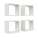 KUBUTKU Wandregal 4er Set 30x33x18 Quadratisch Hängeregal Mordern Design Wandboard für Wohnzimmer Schlafzimmer Büro und Küche (Weiß)